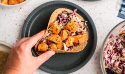 Buffalo Salmon Tacos (Easy 15 Minute Dinner)