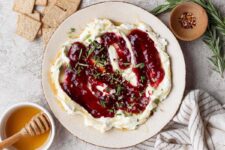 Goat Cheese Dip with Raspberry Jam & Hot Honey (5 Minutes!)